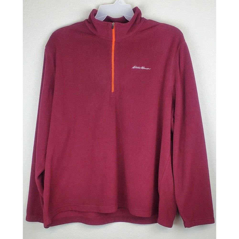 Eddie Bauer Men's 2XL Maroon 1/4 Zip Fleece Jacket